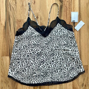NWT 1. State Leopard Black Lace Tank Top Size S